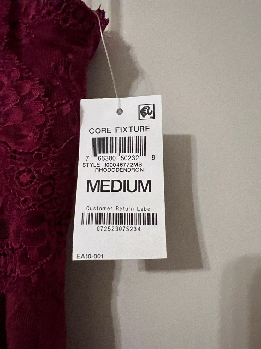 NWT Lace-Trim Burgundy Chemise with Adjustable Straps - Picture 2 of 4